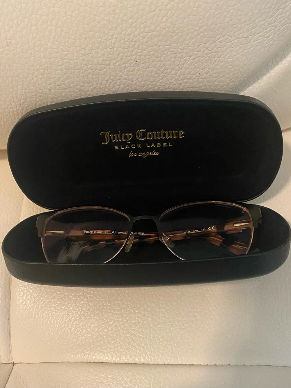 Women's Juicy Jouture Brown and Gold Tortoiseshell Eyewear with Case